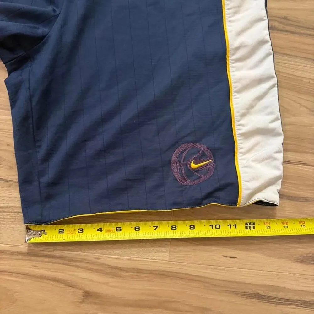 Vintage 00s Nike yellow/navy blue basketball reversible shorts embroidered XXL